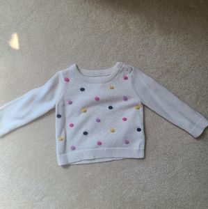 Baby Gap Pom Pom Polka Dot Ivory Winter White Sweater